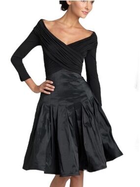 Tadashi Shoji Black Off-the-Shoulder Long Sleeve Cocktail Dress